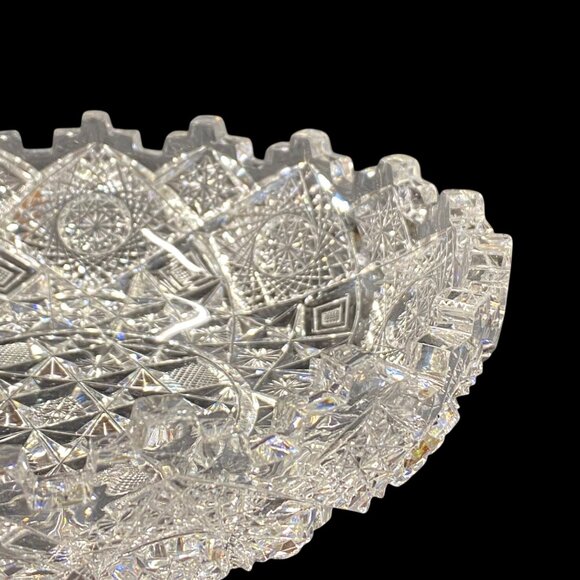 American Brilliant Period ABP Clark Prima Donna Low Cut Glass Bowl Castle Rim - Picture 4 of 16